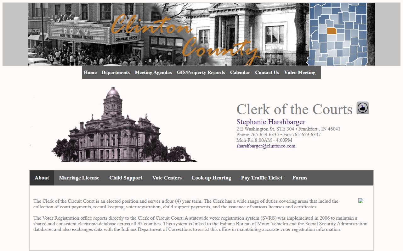 Clinton County Clerk's Office website for criminal history record searches