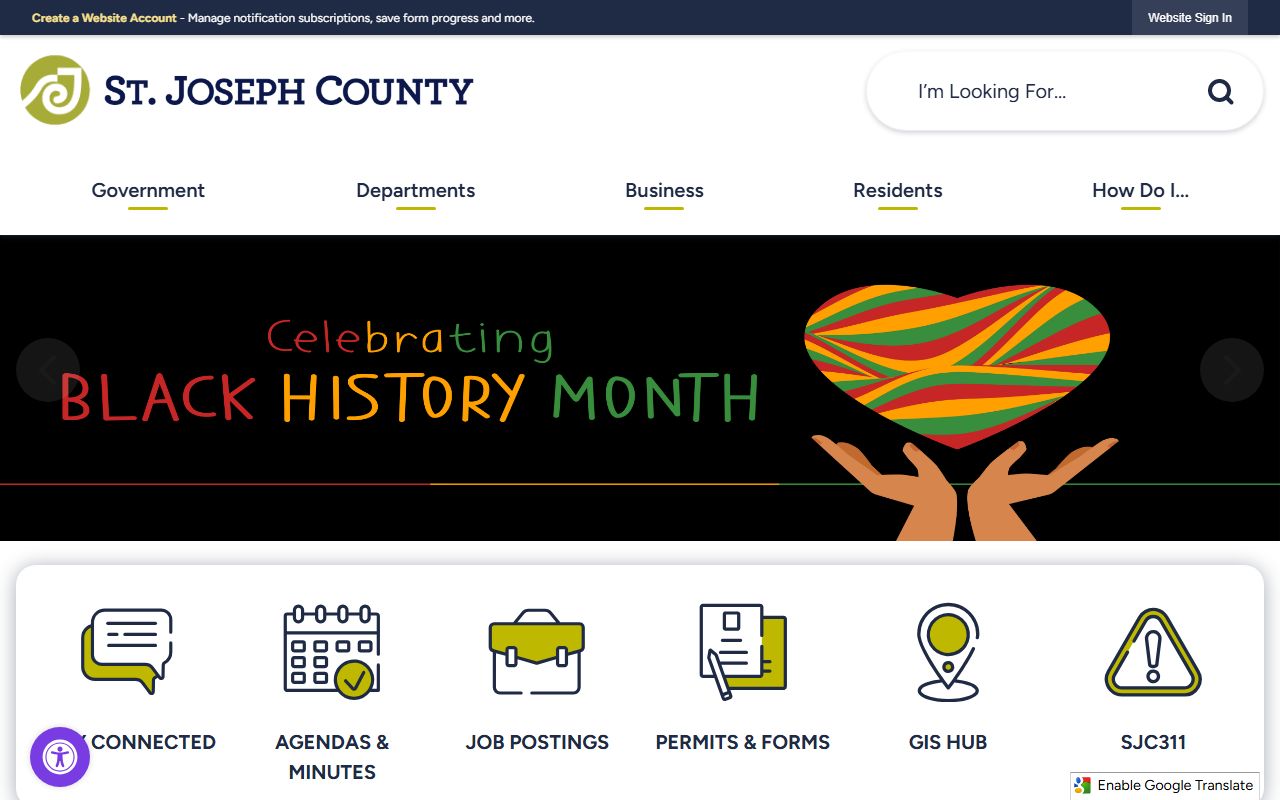 St. Joseph County government website for criminal history resources