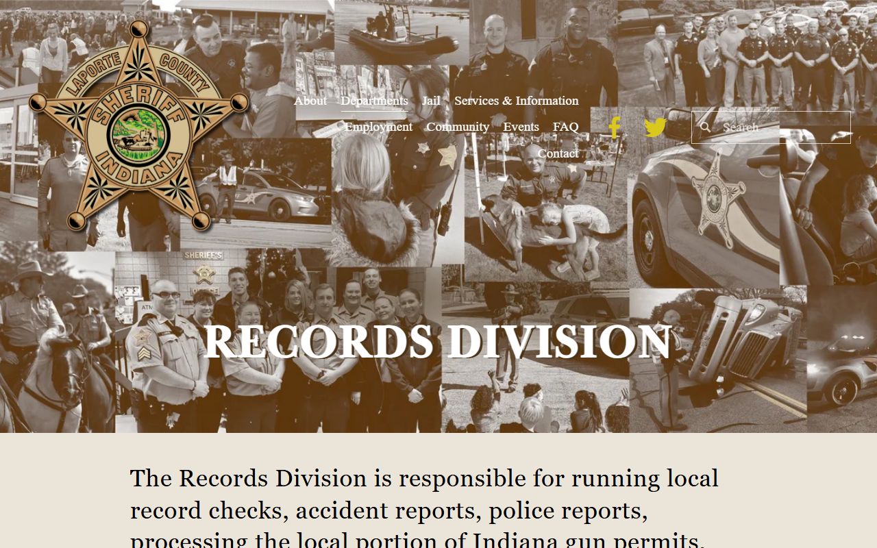 La Porte County Sheriff Records Division page for criminal history checks