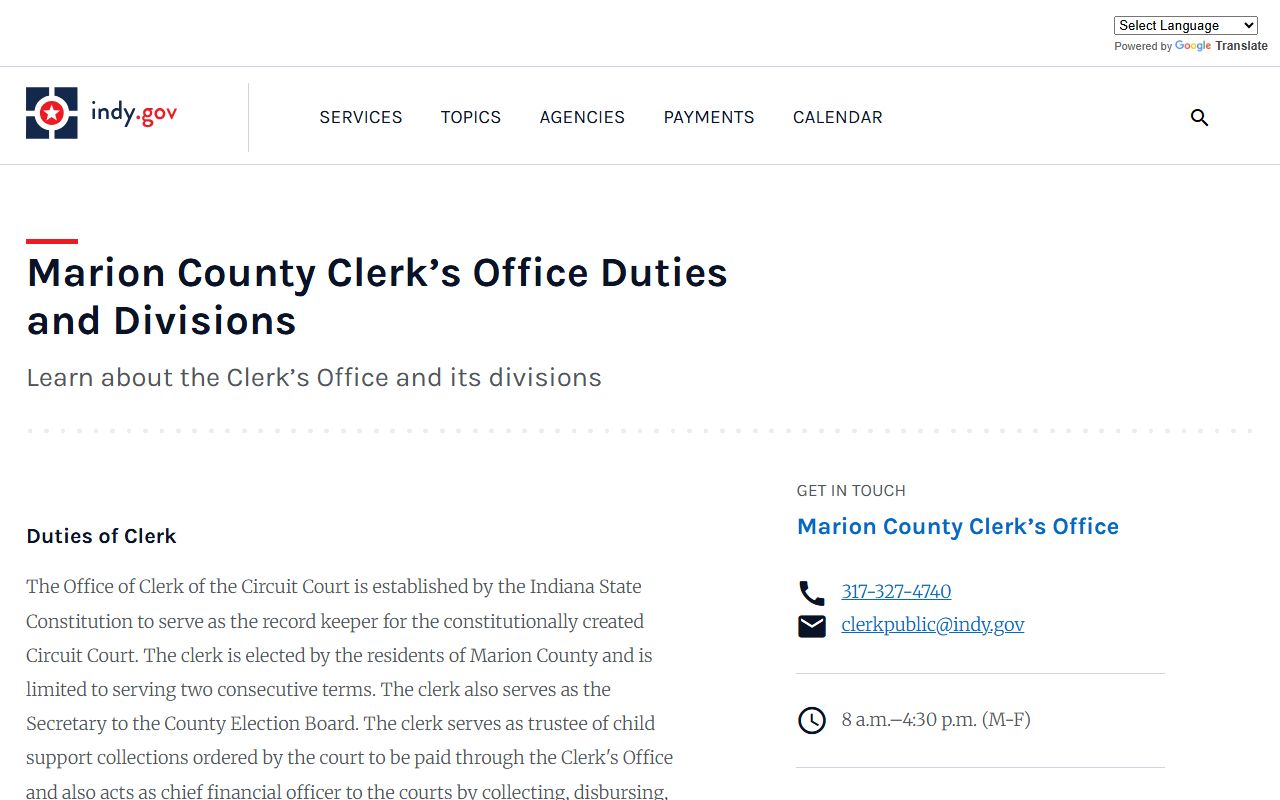 Marion County Clerk resources and URLs for criminal history